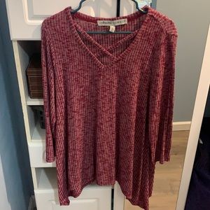 Maroon knit dress shirt